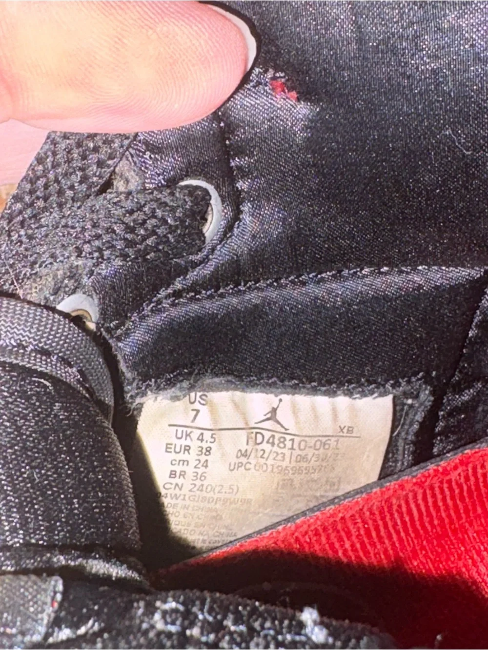 Nike retro Jordan 1’s satin black and red high top sneakers
